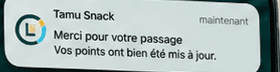 Notification : merci pour votre passage, vos points ont été mis à jour